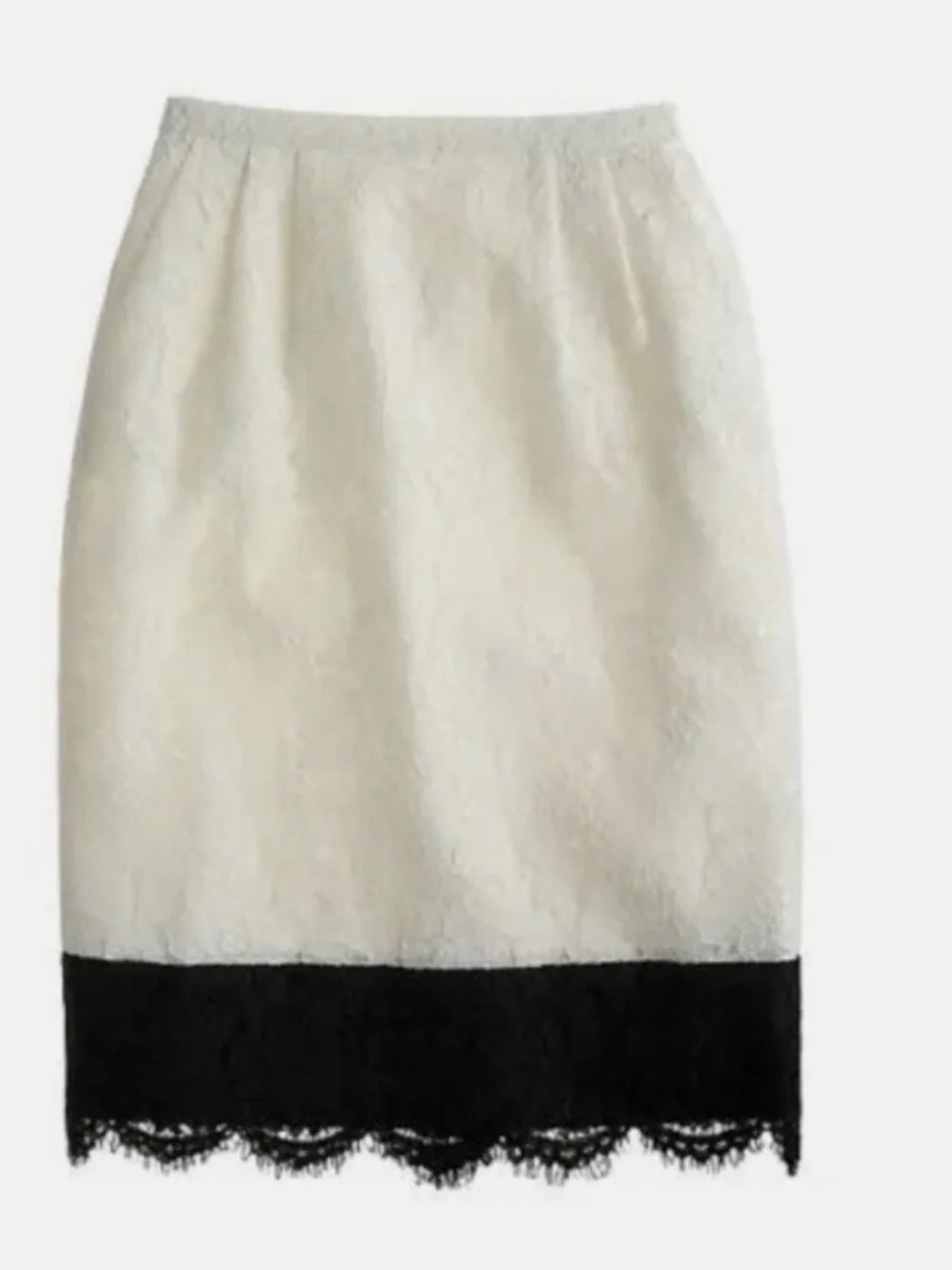 NWT J. Crew White and Black Lace Color Block Pencil Skirt
